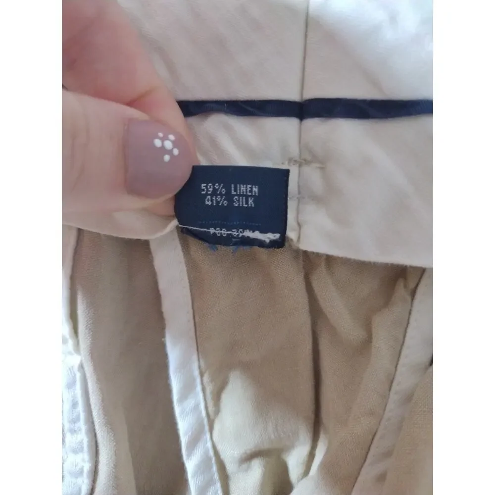 VTG Polo Ralph Lauren Dress Pants 36/30 Beige Linen Silk Formal Office Preppy